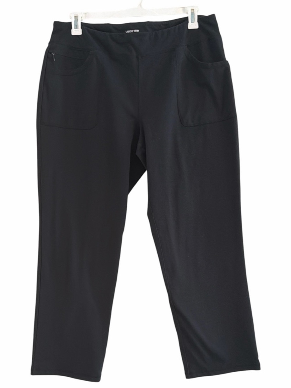 Lands' End Starfish Black Utility Zipper Pocket Knit Bootcut Pants 1X 16W 18W